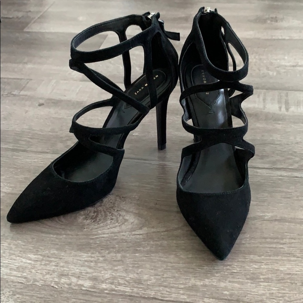 Zara strappy black heels size 37 / 6.5